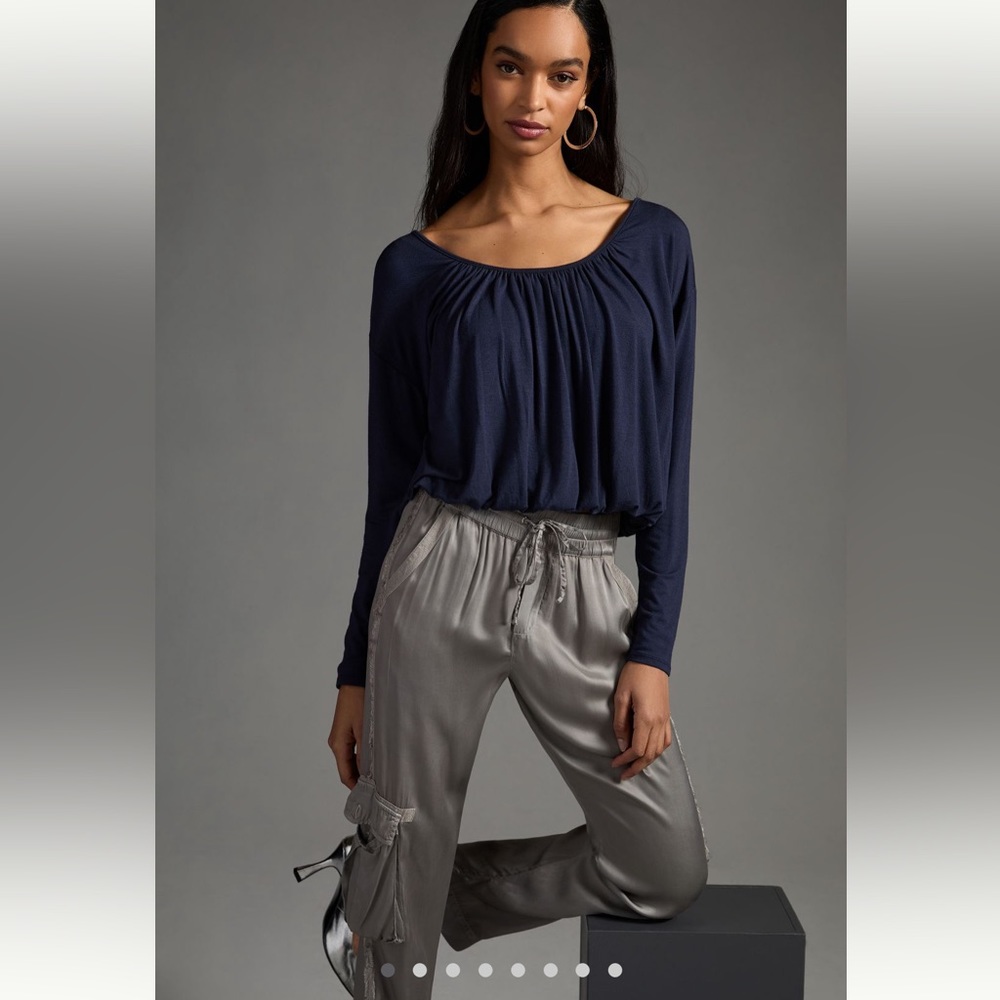 Anthropologie Navy Blue Blouse